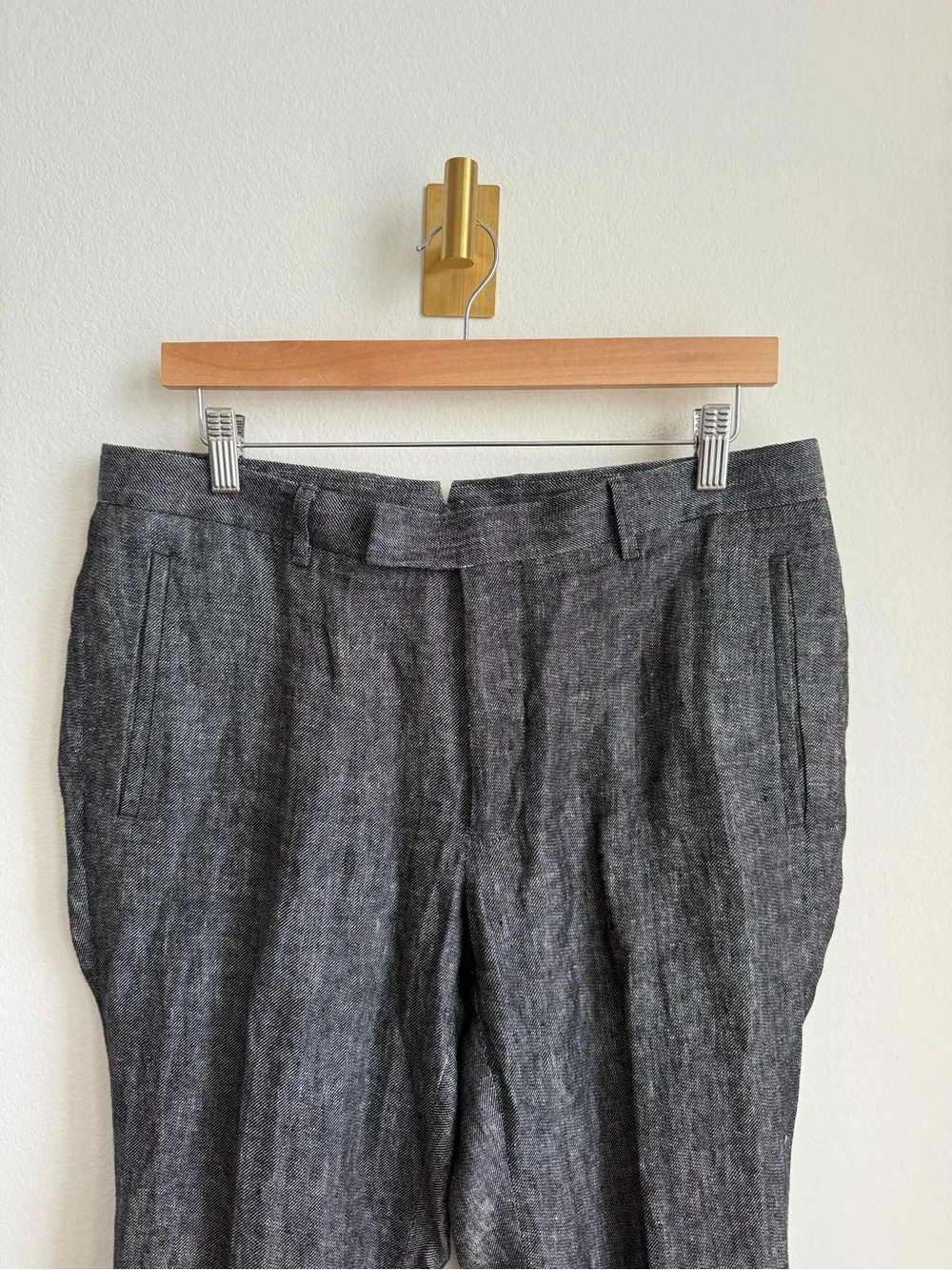 Sene Men's Linen Blend Dress Trousers Charcoal Gray Tailored Pants 35